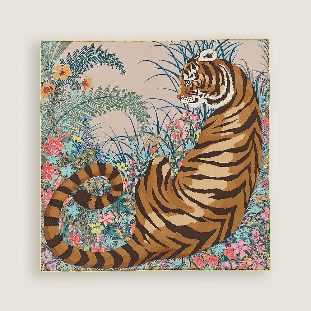 エルメス　カレ70 タイガータイガー Tyger Tyger scarf 70 - White | Hermès USA